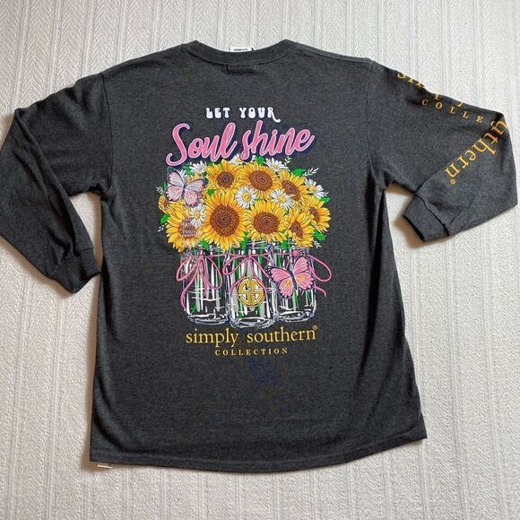 SIMPLY SOUTHERN Youth Medium “Let Your Soul Shine” Long Sleeve Shirt - Picture 1 of 8